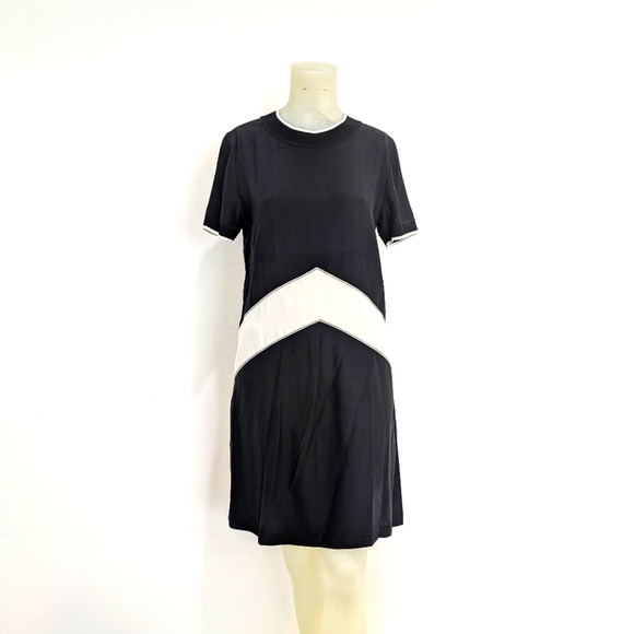 Rag & Bone Hannah Salute Black and White Shirt Sleeve Women's Dress - Picture 1 of 9